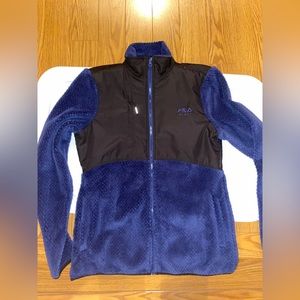 Blue and black zip-up jacket